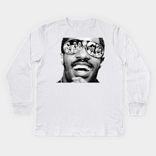 Stevie Wonder Mode black Kids Long Sleeve T-Shirt